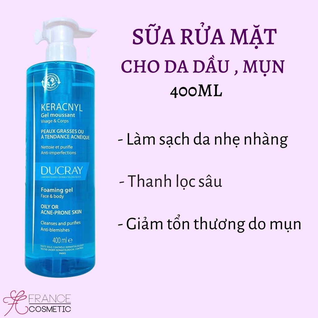 Keracnyl Foaming Gel là sản phẩm dạng gel làm sạch da mặt và cơ thể của DUCRAY.