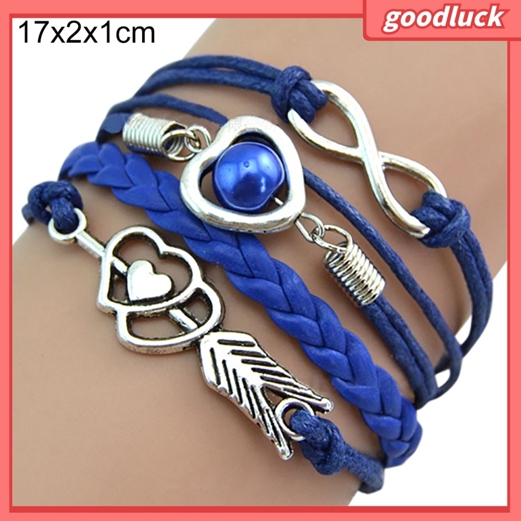 Vòng tay dây bện nhiều lớp mặt hình mũi tên phong cách cổ điển