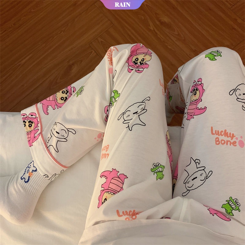 Quần Dài Dáng Rộng In Họa Tiết Hoạt Hình Cậu Bé Bút Chì Shin-chan Phong Cách Harajuku Đường Phố Mùa Hè Dành Cho Bạn Nữ [RAIN]