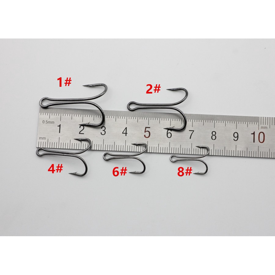 50 Móc đôi câu cá bằng thép carbon màu đen 9908 có 5 kích cỡ