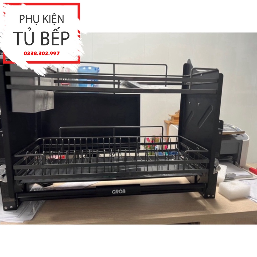 Giá bát đĩa nâng hạ màu xám Titan 2023 Sơn NANO 2k cao cấp bảo hành han gỉ 10 năm hàng nhập khẩu Grob