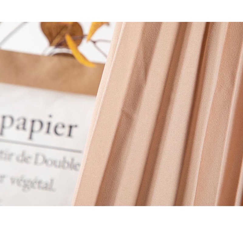 #1915 Chân váy xếp ly dáng dài kèm đai chất sạn hàng Quảng Châu