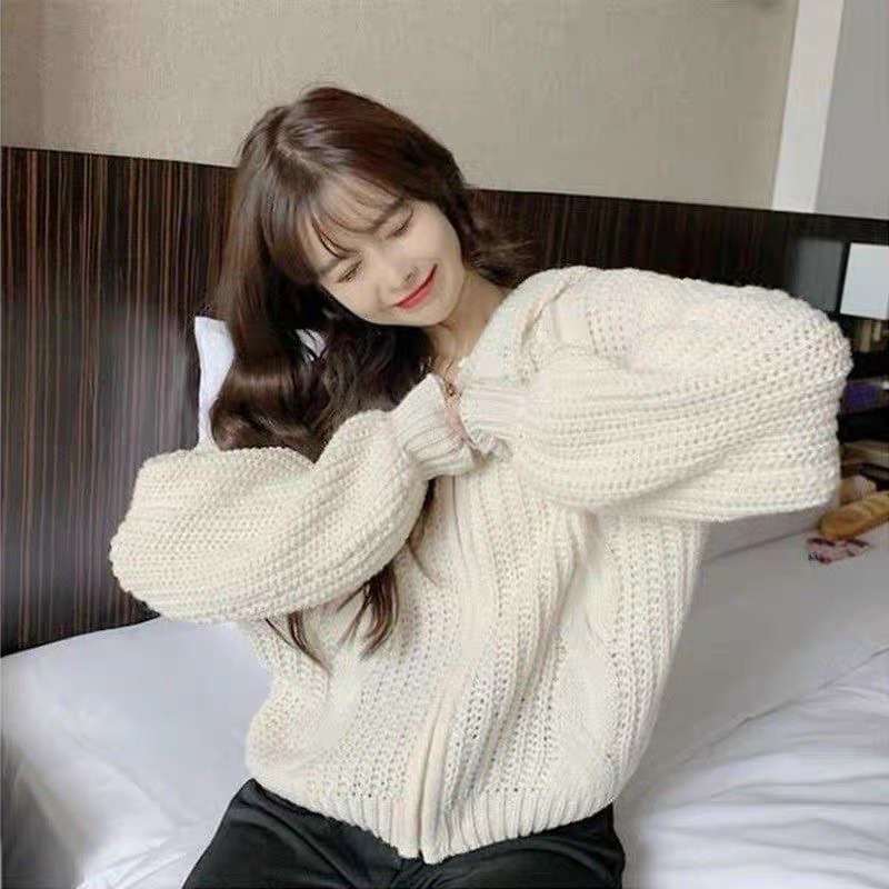 Áo khoác len có mũ khoá kéo vuông hàng nhập chuẩn đẹp!