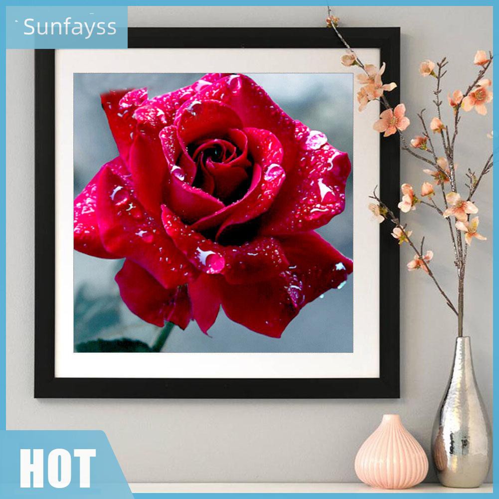 Tranh Thêu Chữ Thập Hình Hoa Hồng Trang Trí Nội Thất