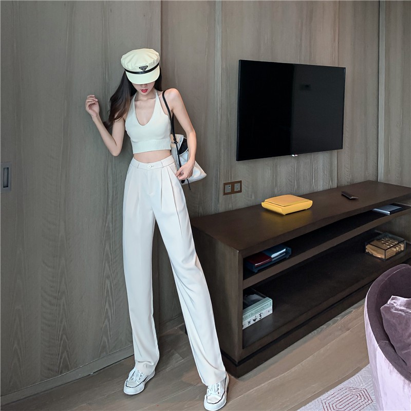 Xiaozhainv Quần Dài Lưng Cao Ống Rộng Phong Cách Hàn Quốc Dễ Phối Đồ | BigBuy360 - bigbuy360.vn