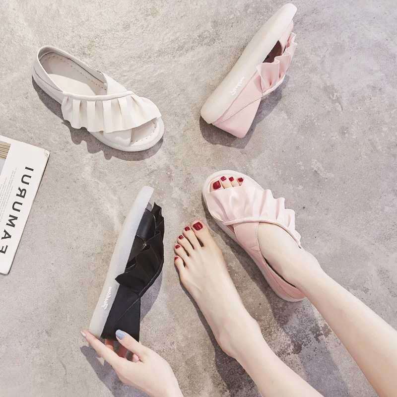 Xăng đan Quai Chéo Xếp Ly Thiết Kế Xinh Xắn Cho Nữ