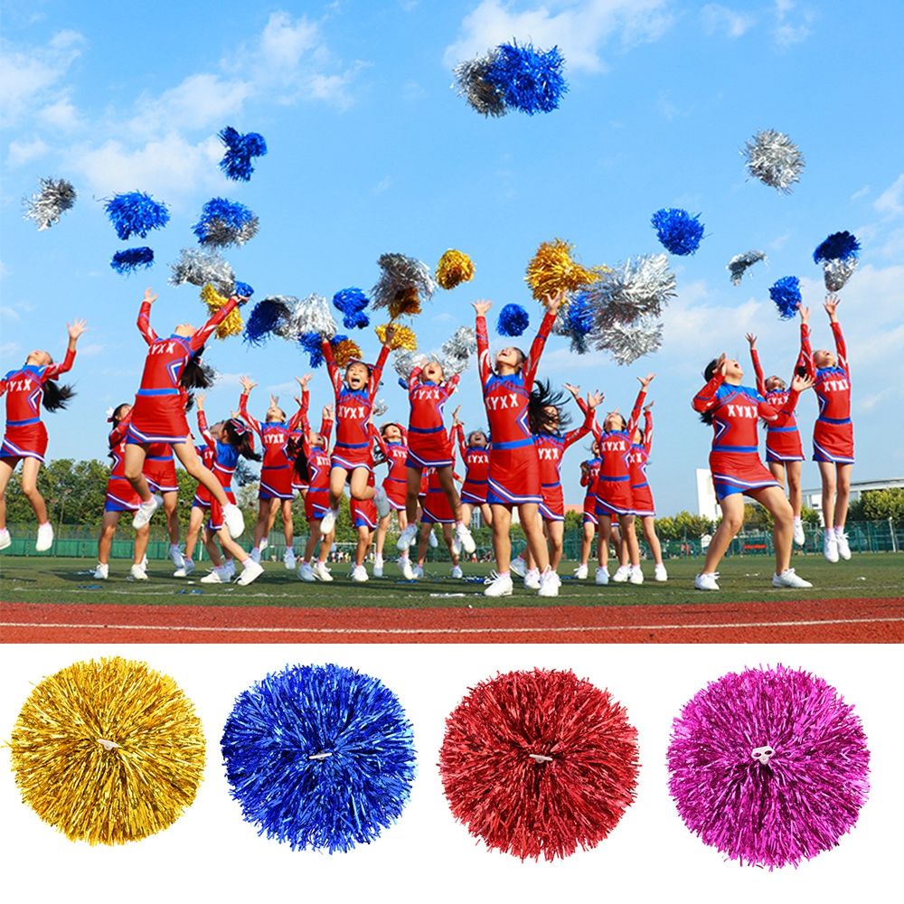 MAYSHOW 6pairs Concert Cheerleading Cheering Ball Dress Costume Dance Party Decorator Cheerleader pompoms Fancy Competition Flower 2 styles Double hole handle Club Sport Supplies