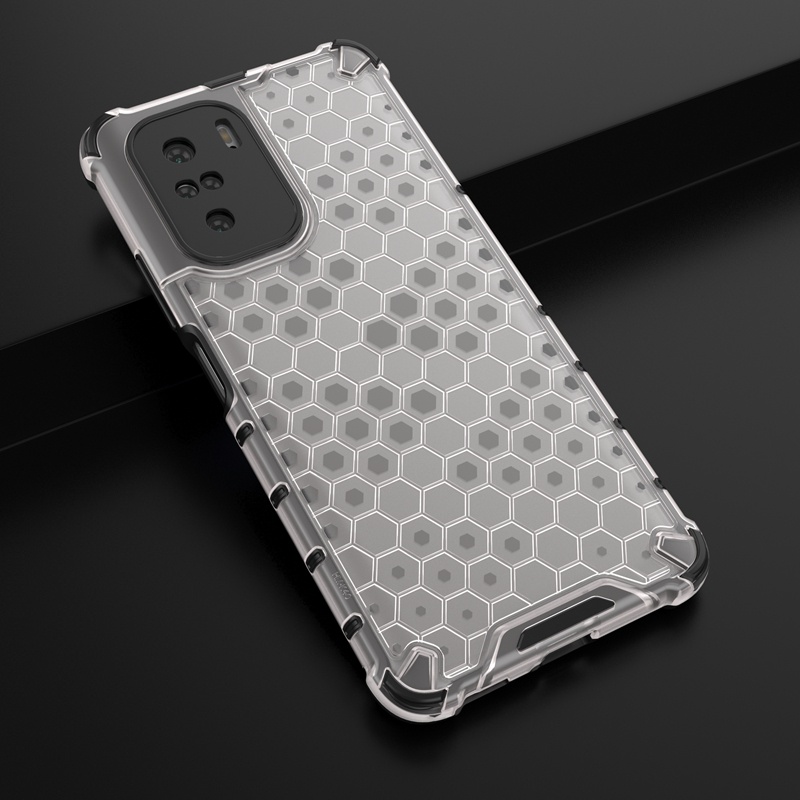 Ốp điện thoại trong suốt chống rơi thiết kế hình tổ ong cho Xiaomi Redmi K40 / K40 Pro / Poco F3