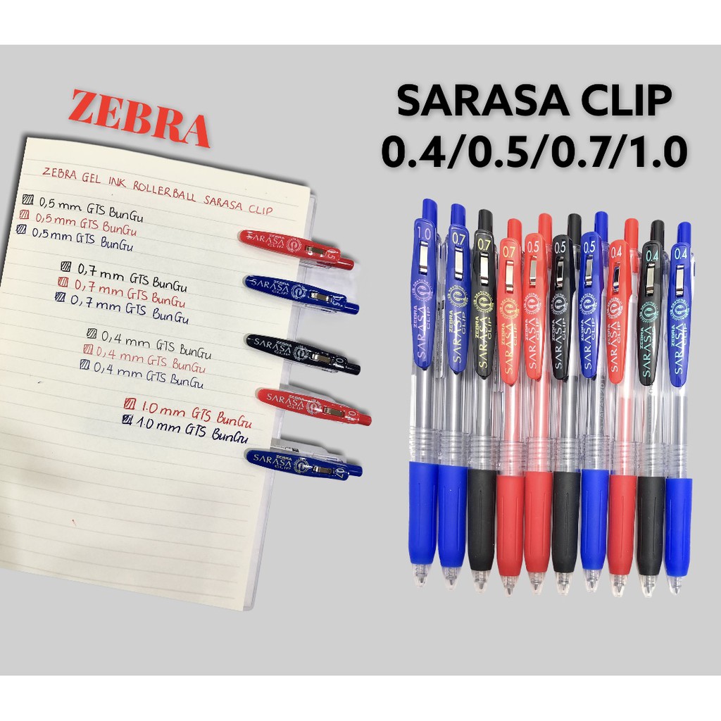 Bút bi gel Zebra Sarasa clip Nhật Bản ngòi 1.0 mm