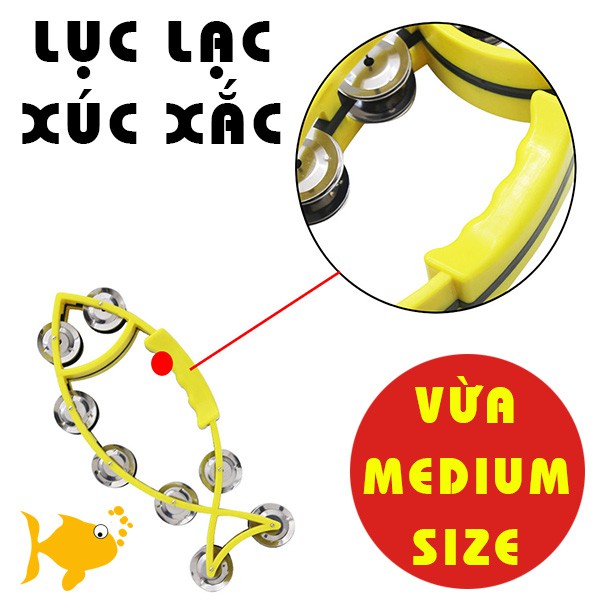 Lục lạc xúc xắc gõ bo nhựa hình con cá medium size (Màu Vàng)