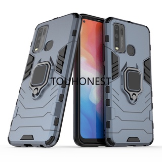 Ốp Điện Thoại PC Cứng Chống Sốc Kèm Móc Xỏ Ngón Kim Loại Cho Casing Vivo Y50 Case Vivo Y30 Cassing Vivo Y30i Cover Vivo Y32 Y33S Y33T Case Armor PC Shockproof Hard Cases With Metal Ring Stand Phone Case