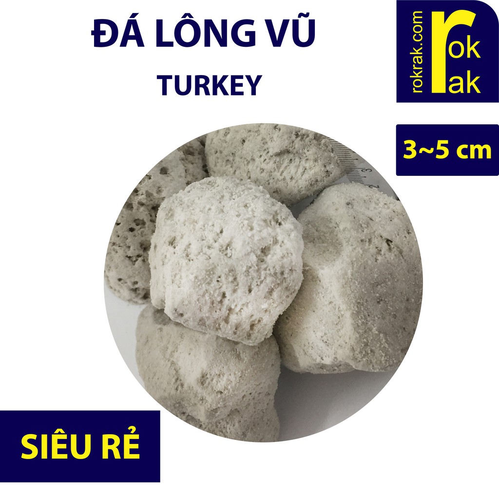 Đá lông vũ Thổ Nhỹ Kỳ 1kg size CỐI 3-5 cm Turkey Nham thạch Loại chuyên khử nitrat lọc bể cá