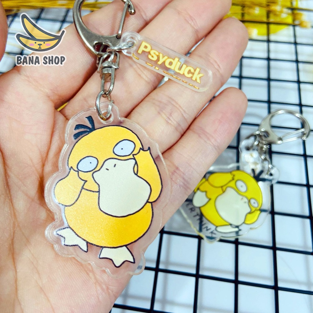 Móc khoá mica vịt vàng bối rối ngốc nghếch Psyduck pokemon ngộ nghĩnh cute