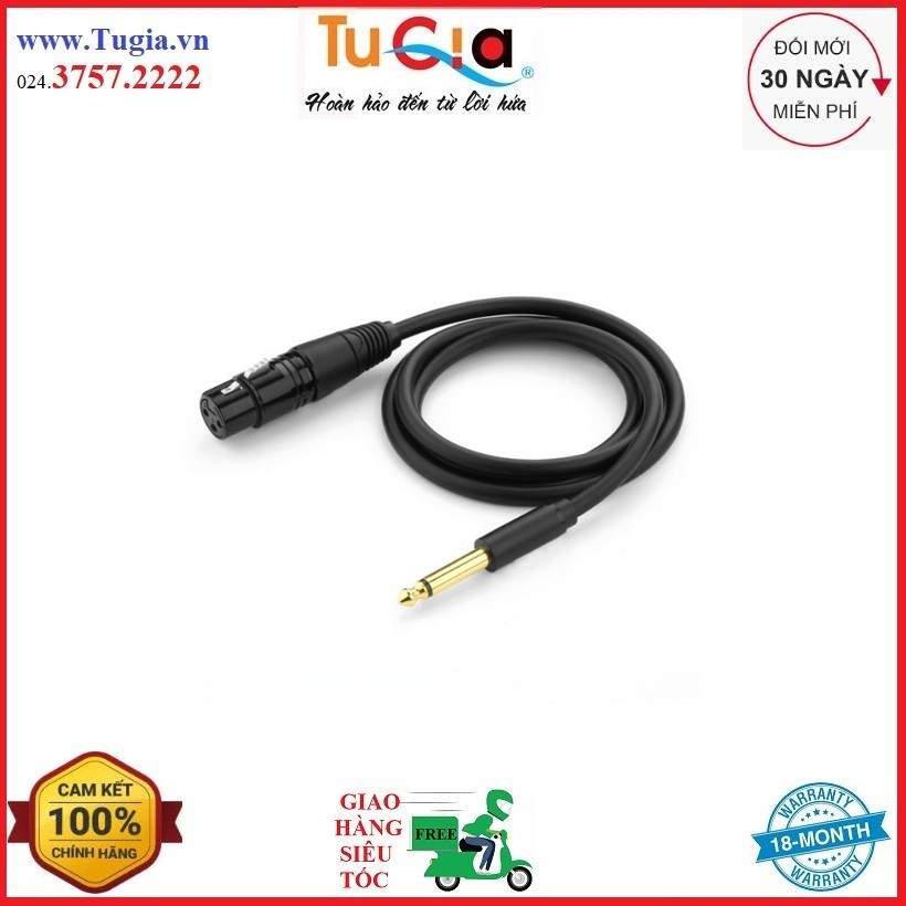 Cáp Micro Karaoke dài 3m cao cấp: Audio 6.35mm sang Canon (XLR) Ugreen 20720 - hàng chính hãng