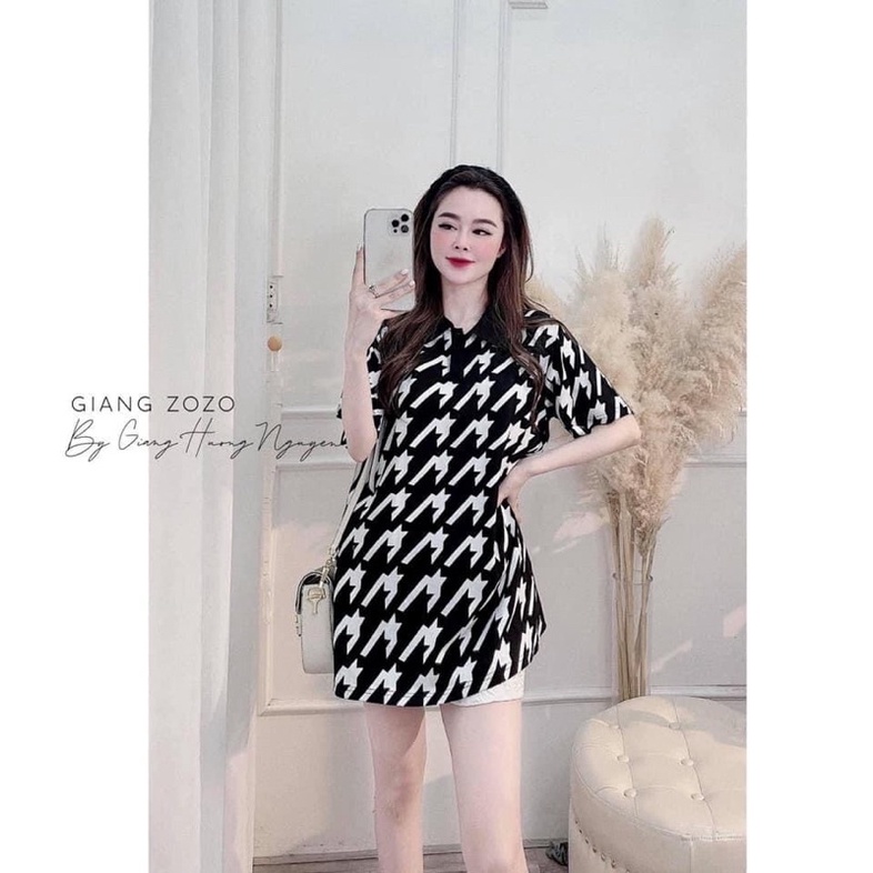 Áo phông cổ đức dáng dấu quần cực hot