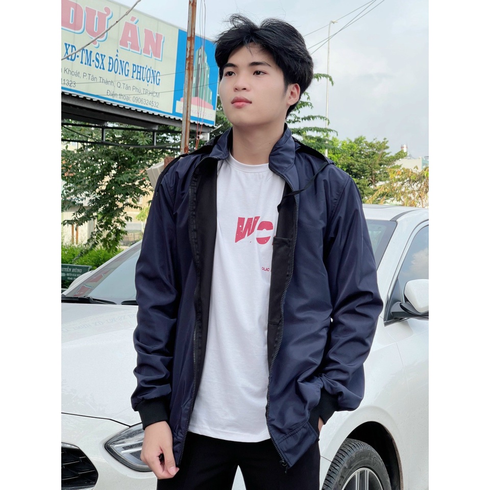 Áo Khoác Jacket Dù 2 Lớp ( lót das dày dặn ) Form Rộng Có Nón Rời Nam Nữ Unisex khóa dây kéo sắt bền đẹp Cao Cấp