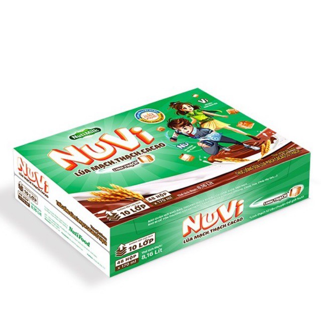  Thùng sữa Nuvi lúa mạch thạch cacao (48hộp x 170ml)