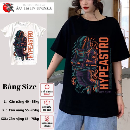 Áo thun tay lỡ phông Unisex from rộng nam nữ KAKISHOP , áo màu đen ulzzang in hình phi hành gia HYPEASTRO - KAKI 19