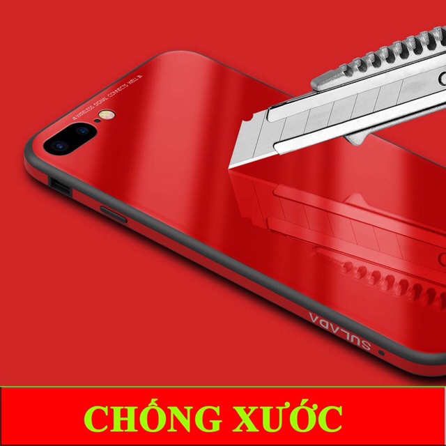 ỐP GIẢ 8 CHÍNH HÃNG SULADA MẶT LƯNG GƯƠNG KÍNH CƯỜNG LỰC IPHONE 6 6plus 7 7 plus X viền dẻo