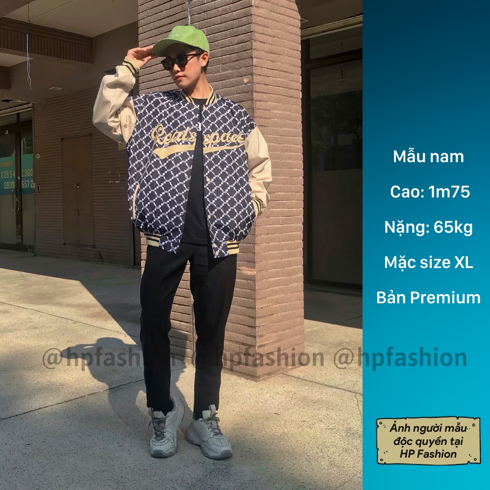 Áo bomber Varsity Jacket form rộng RealSpace vải dù ❤️ Áo khoác bóng chày chống nắng dáng Unisex D13 - Happy Style