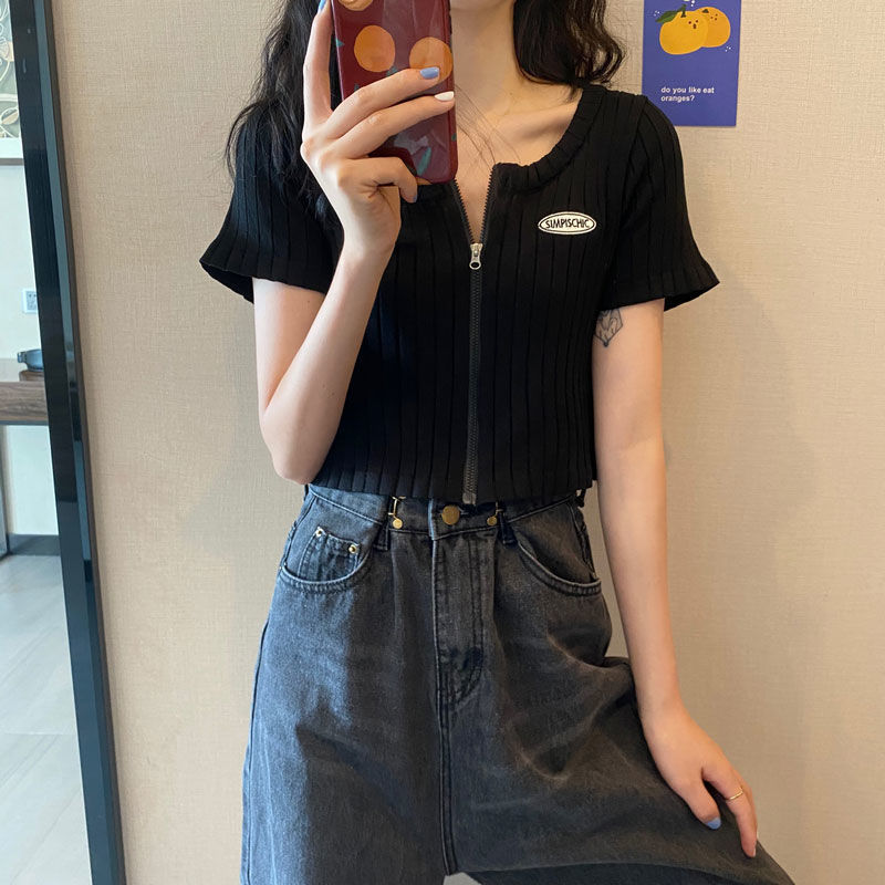 Áo Sweater Dệt Kim Tay Ngắn Thời Trang Mùa Hè Cho Nữ