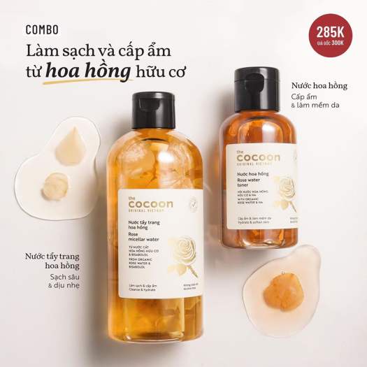 Bigsize - Nước Tẩy Trang Hoa Hồng Cocoon Tẩy Sạch Makeup &amp; Cấp Ẩm 500ml