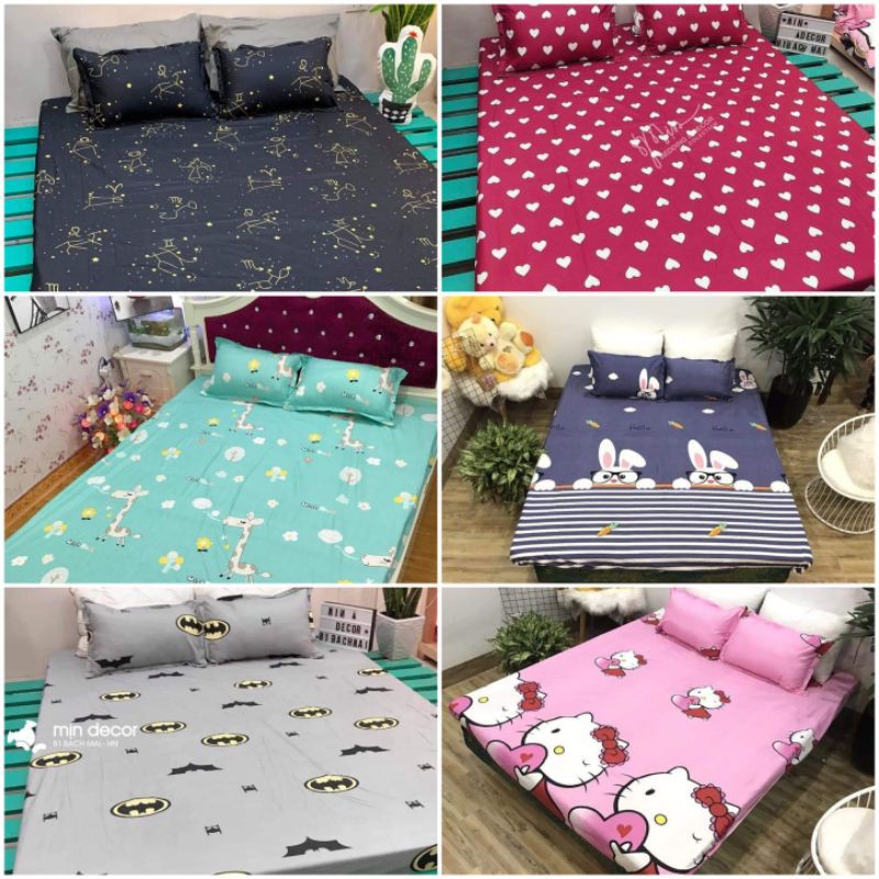 Bộ ga gối drap 1m2 kèm 2 vỏ gối nằm cotton poly | BigBuy360 - bigbuy360.vn