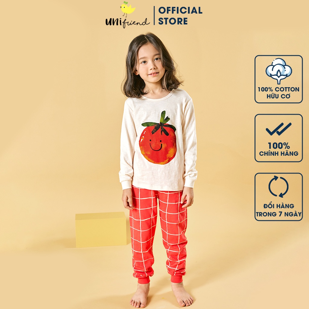 Đồ bộ tay dài quần áo thun cotton mịn mặc nhà mùa hè cho bé gái Unifriend Hàn Quốc U1009