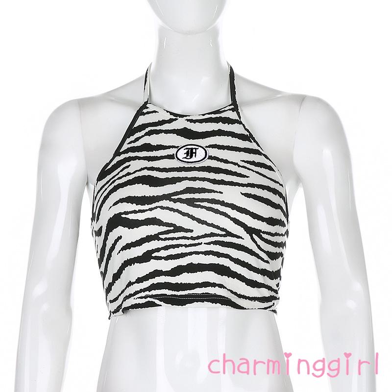 Áo cổ yếm họa tiết sọc ngựa vằn cá tính thời trang cho nữ | BigBuy360 - bigbuy360.vn