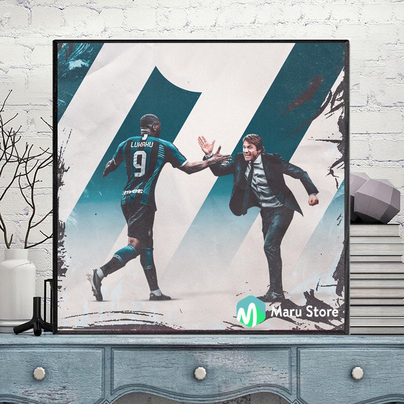 Tranh Cầu Thủ Bóng Đá Lukaku và Conte Treo Tường Trang Trí Phòng