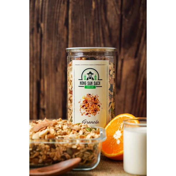 Ngũ cốc Granola siêu hạt không đường, phù hợp ăn kiêng hũ 500gram - Nông sản sạch Daklak