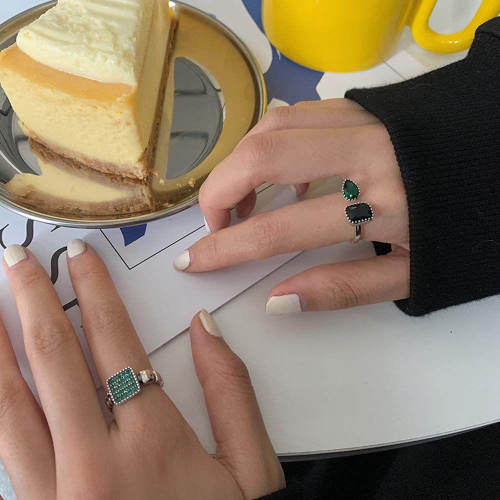 Nhẫn Hở Họa Tiết Hình Học Bằng Kim Loại Sáng Bóng Thời Trang