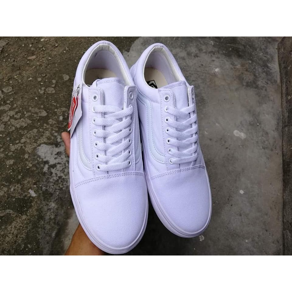 Giày thể thao trắng thấp cổ, giày buộc dây vải | BigBuy360 - bigbuy360.vn