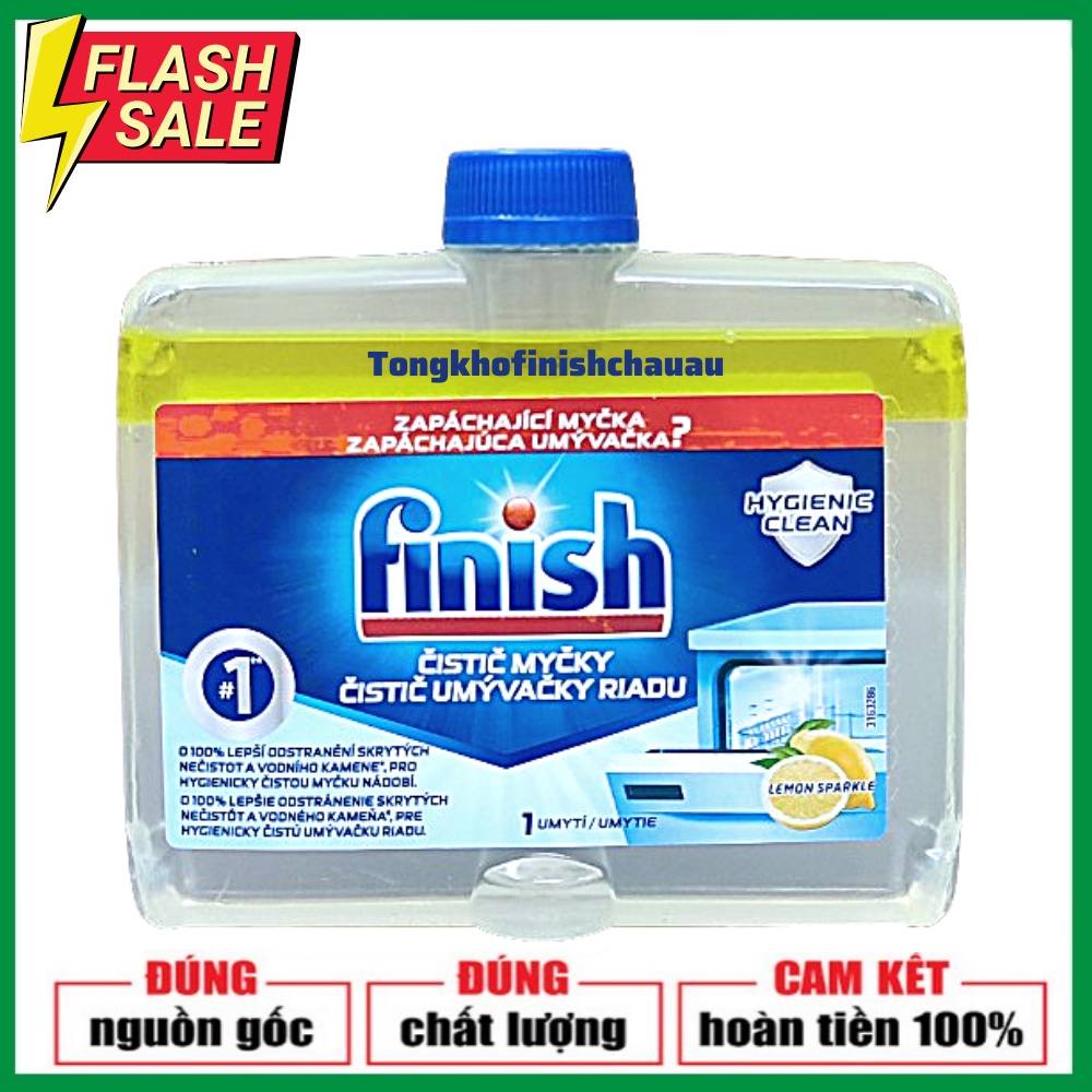 Dung dịch vệ sinh máy rửa bát Finish 250ml hương chanh [ Làm sạch sâu trong máy ]