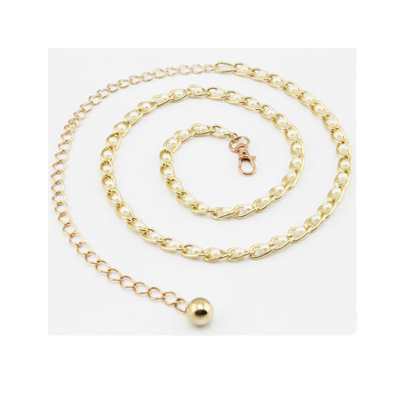 Thắt lưng dây mảnh đính ngọc trai nhân tạo thời trang mới dành cho nữ