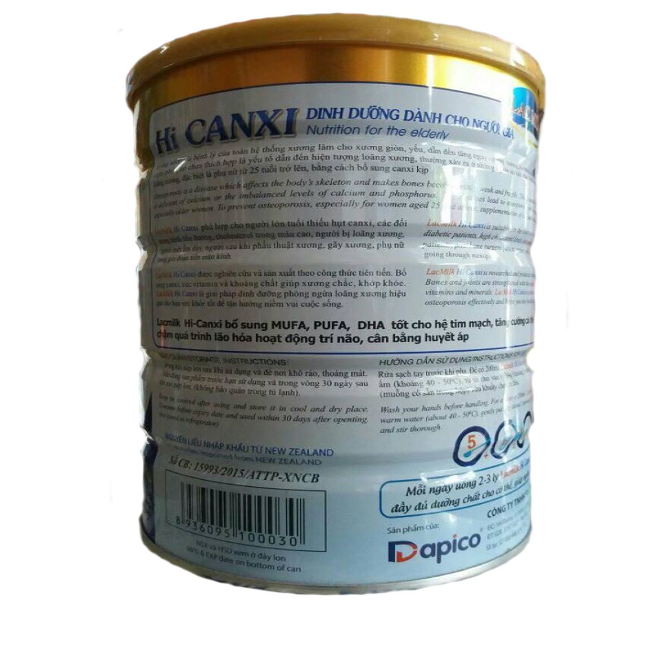 Combo 6 lon sữa Lacmilk Hi Canxi 900g ngừa loãng xương