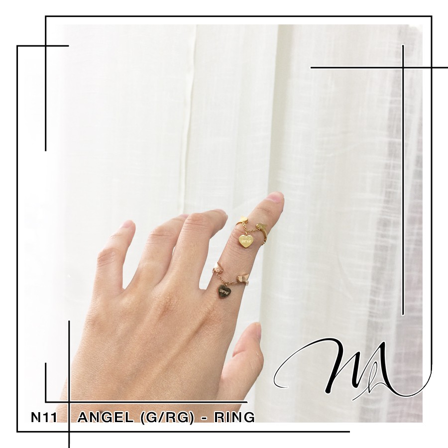 Nhẫn nữ Titan không gỉ freesize hình cánh thiên thần dễ thương - N11