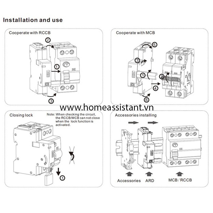 Aptomat Cầu Dao Bảo Vệ Tự Động Modbus RS485 Geya GRD9-S  Hass PLC