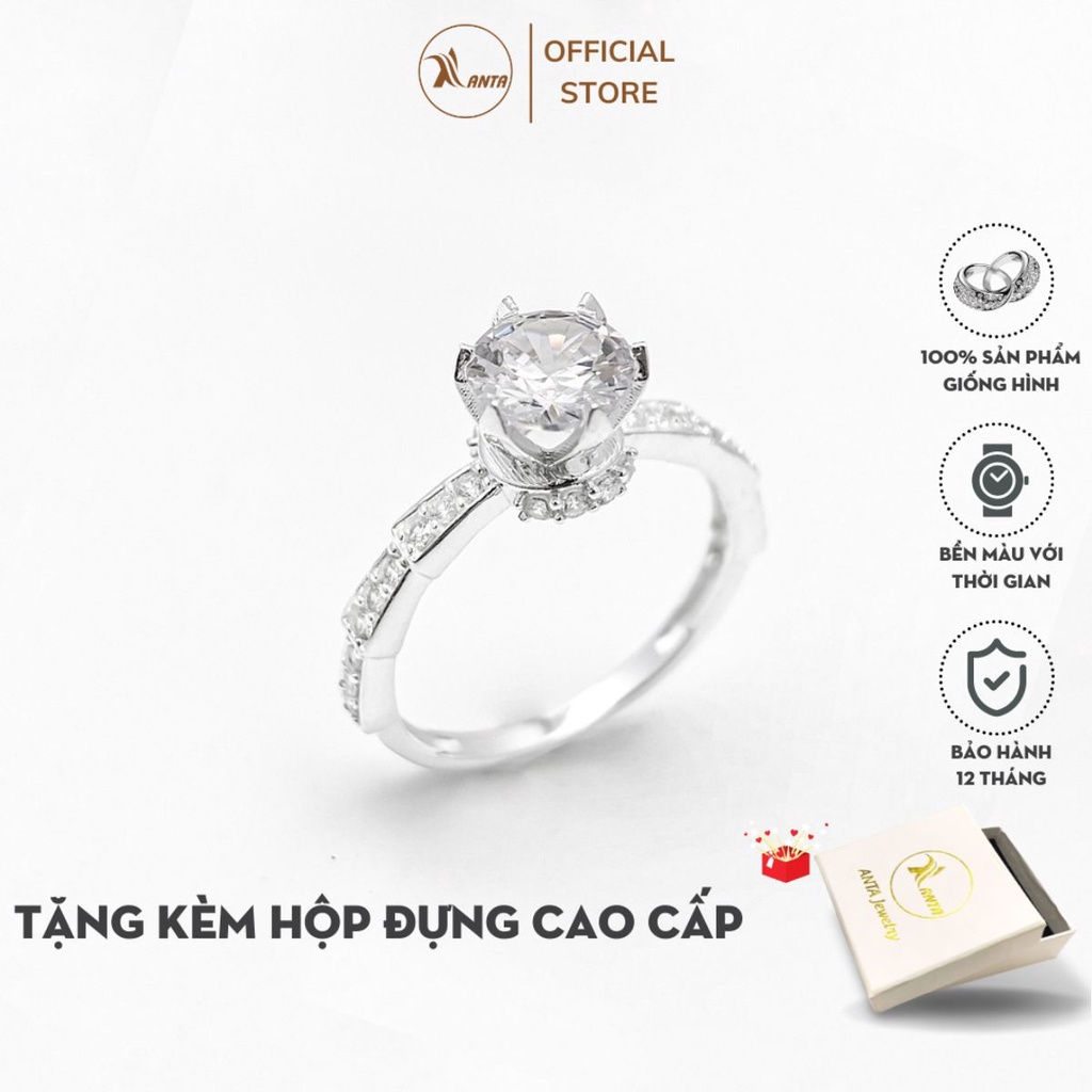 Nhẫn bạc nữ ANTA Jewelry Bud stone round đính đá tròn ATJ9025