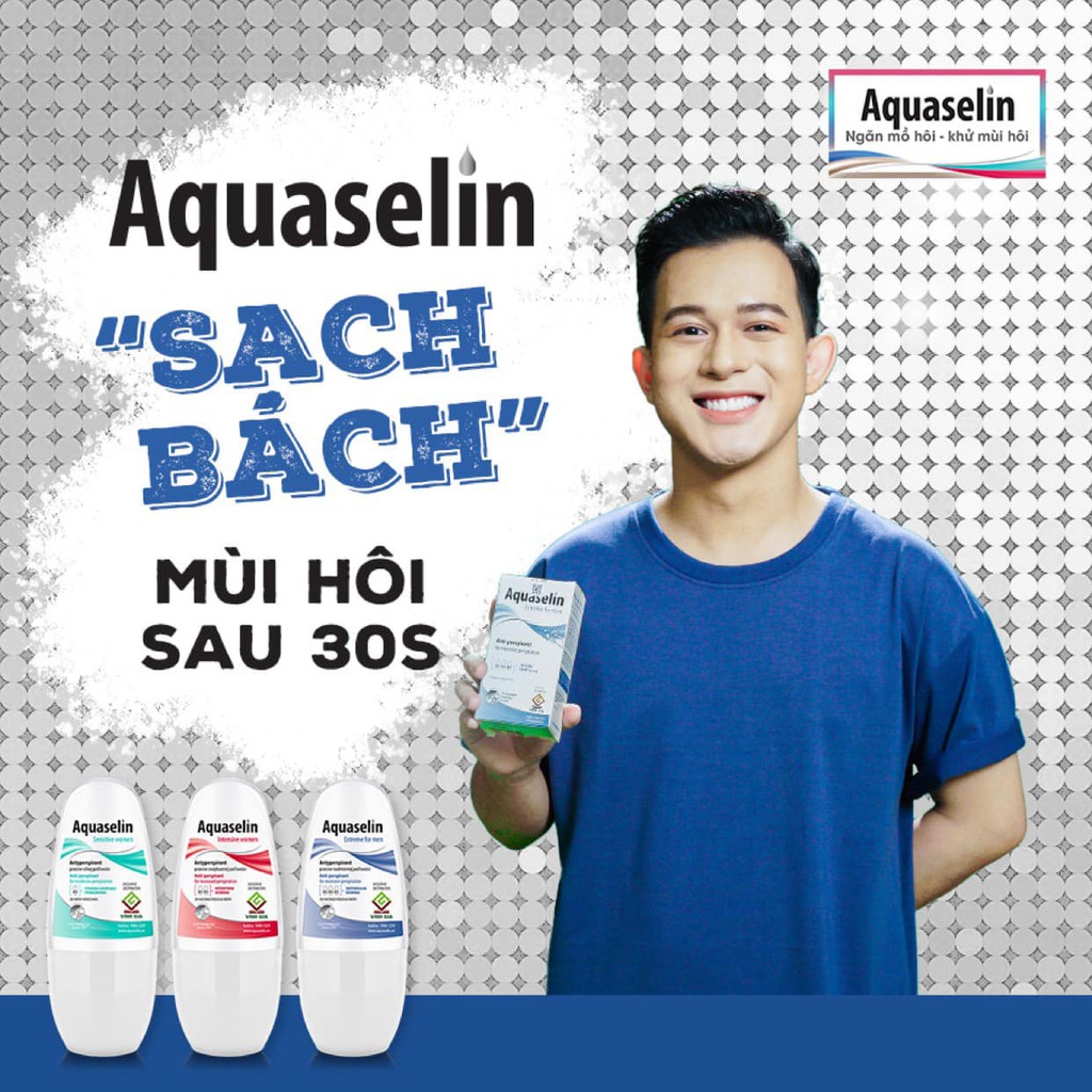 [Combo 2 Tặng 1 Xịt Rửa Mũi] Lăn Nách Dành Cho Nam AQUASELIN Extreme For Men Giúp Giảm Mùi Hôi, Ngăn Tiết Mồ Hôi