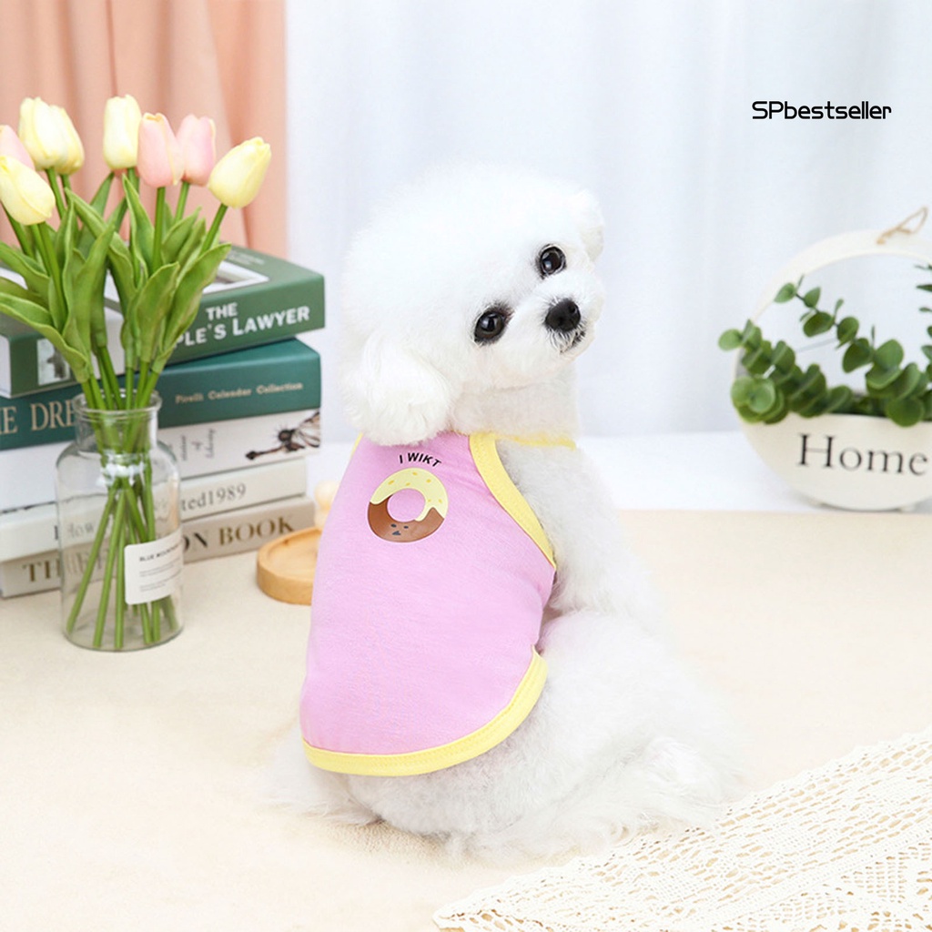 Áo sát nách thoáng khí in hình bánh donut dễ thương thời trang mùa hè cho cún cưng