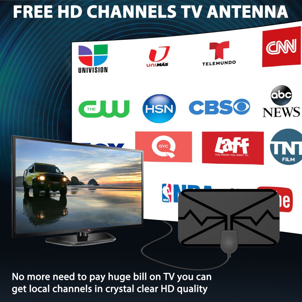Anten Tivi 3600 Dặm 4K Nâng Cấp Mới Nhất HDTV Trong Nhà Kỹ Thuật Số DVB-T2 Hộp Với Âm Ly