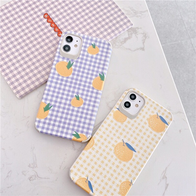 Ốp da 4 góc Cam caro 5/5s/6/6s/6plus/6splus/7/8/7plus/8plus/X/Xs/Xsmax/11/11Promax / Mily store