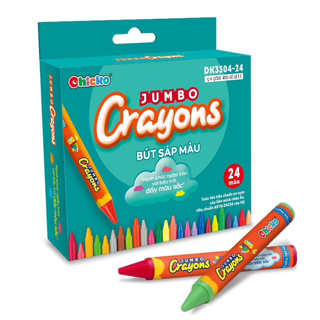 Bút Sáp Màu Duka Jumbo Crayons (24 Màu) DK 3304 - 24