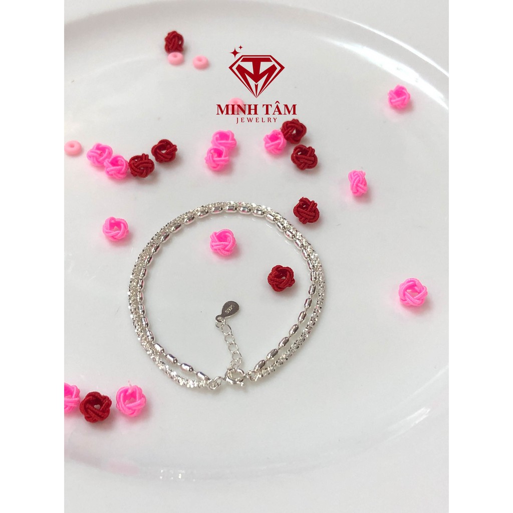 Lắc tay bạc lấp lánh hạt gạo,Lắc tay bạc dây đôi hạt gạo và sợi lấp lánh bạc S925-Minh Tâm Jewelry