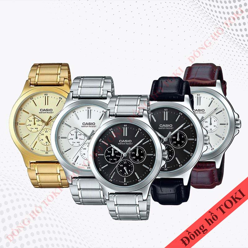 Pin thay đồng hồ đeo tay casio MTP-V300 dây da dây kim loại các màu