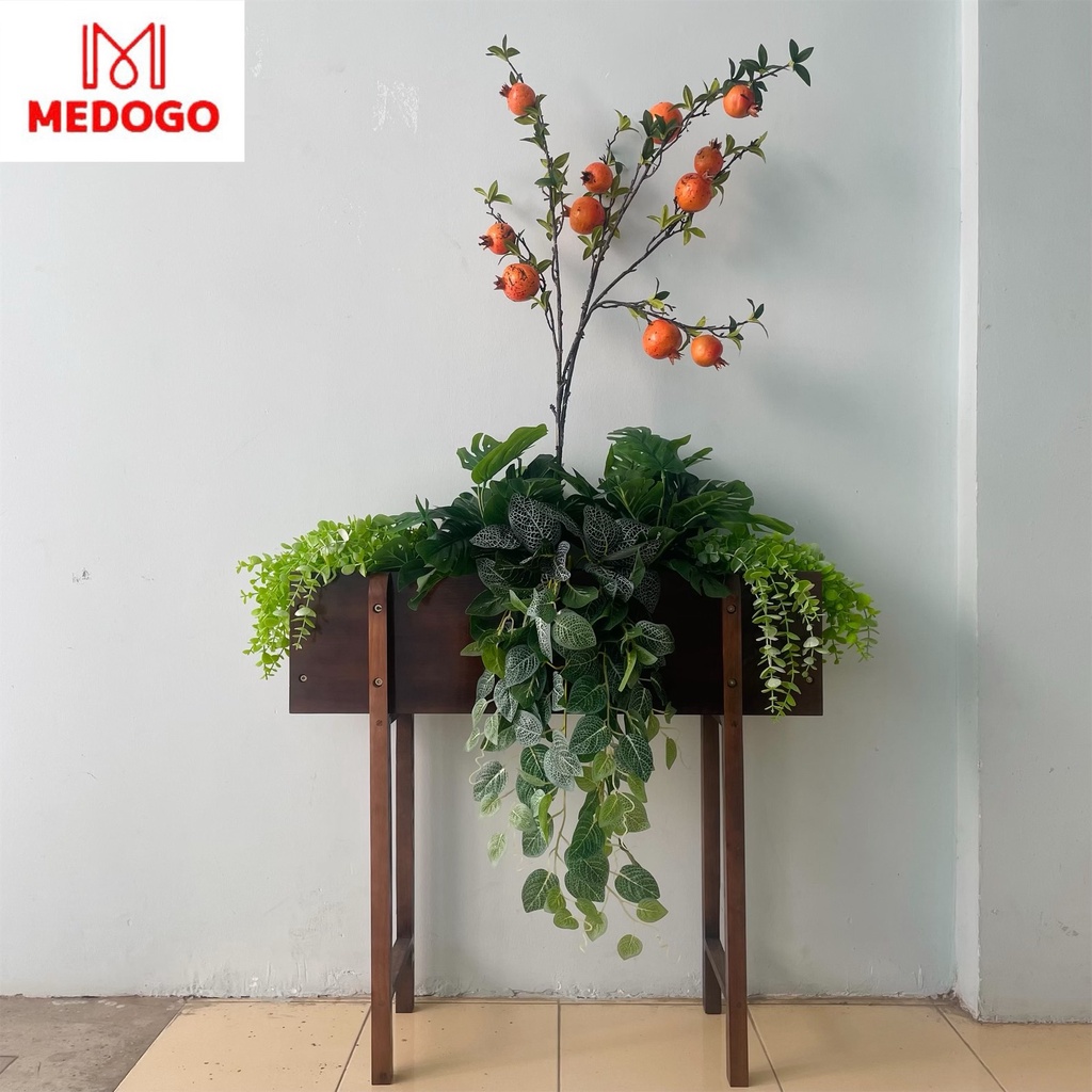 Chậu gỗ trồng cây MEDOGO hình chữ nhật chân thẳng , gỗ thông nhập khẩu chịu nước CG-01