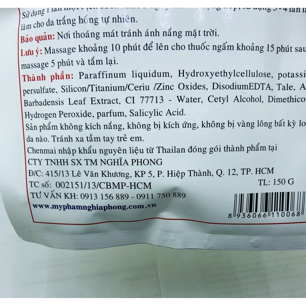 [Combo 10 túi ] Kem và bột tắm trắng chenmai ngọc trai