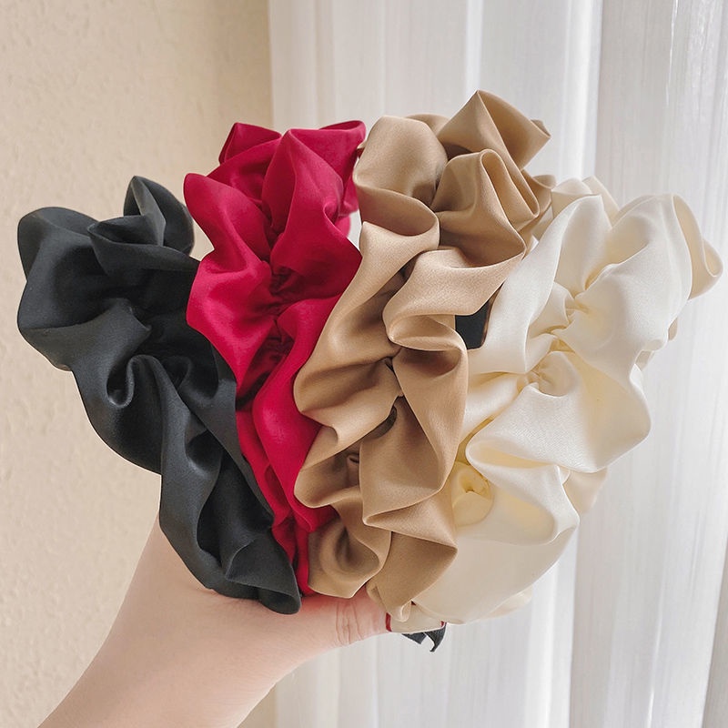 Băng Đô Cài Tóc Bản Rộng Bằng Lụa Ren Phong Cách Mới