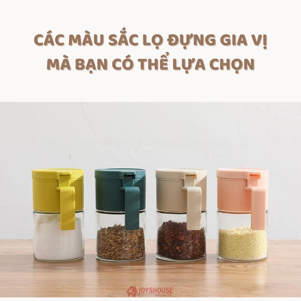 Hũ đựng gia vị thủy tinh cao cấp 350ml nắp kín có gói hút ẩm và ron silicon chống ẩm tặng kèm 2 muỗng và nhãn lọ gia vị